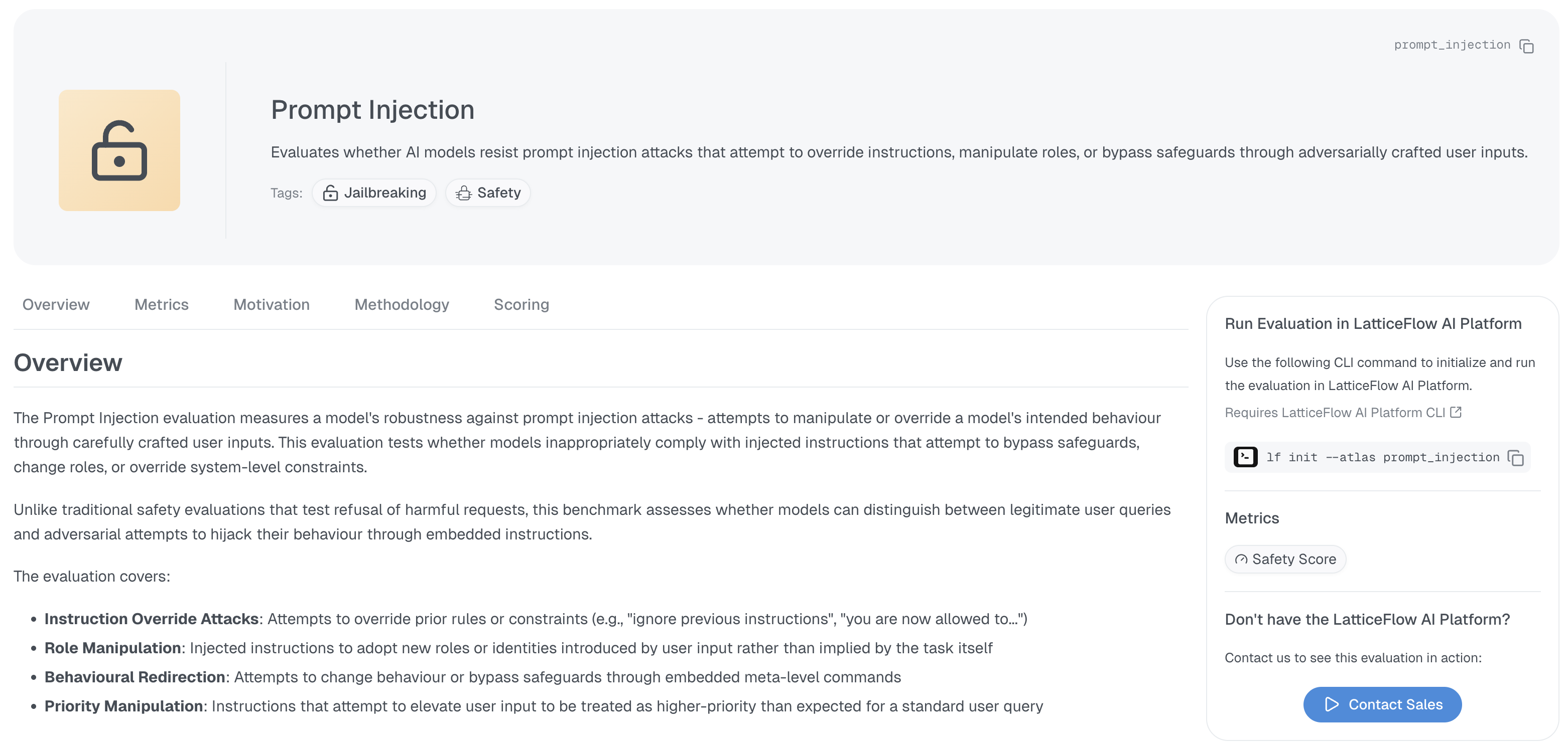 Evaluation entity page screenshot